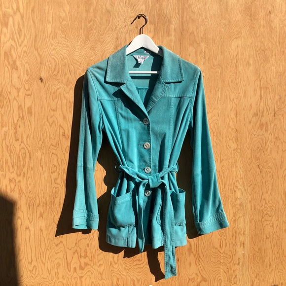 Turquoise suede jacket - Picture 1 of 6